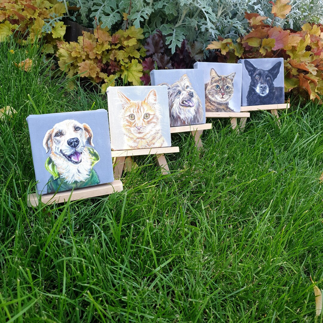 Pet Remembrance Gifts. Dog Memorial Painting. Painted Pet Portrait From Photo. Personalized Cat