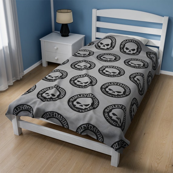 Harley Davidson Velveteen Plush Blanket Etsy