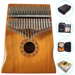 Kalimba 17 Teclas Thumb Piano con estuche hardshell, piano portátil Mbira Finger, kalimba bag, madera de caoba, regalos para niños