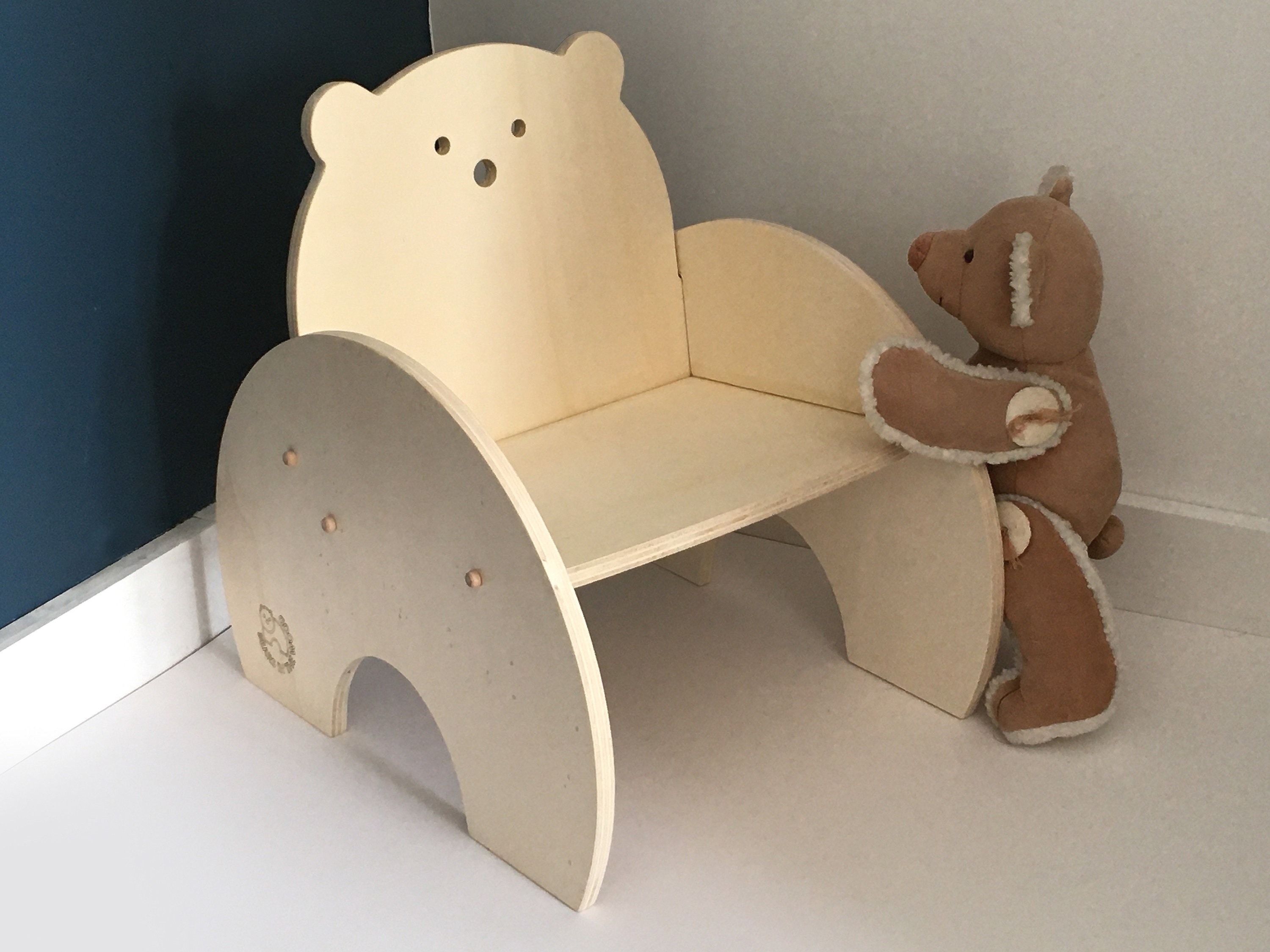 The Standard Cubbly Wooden Teddy Bear Nursery Chair Etsy