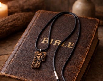 Handmade Olive Wood Jesus Pendant