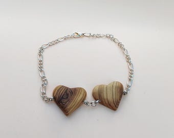 Handmade Bracelet with Olive Wood Hearts