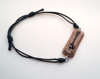 Walnut Wood Guitar Bracelet – Adjustable Unisex Jewelry