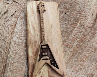 Apple Wood Guitar Necklace –  Gibson Flying V Inspired | Handmade Rock Jewelry | Musician Gift