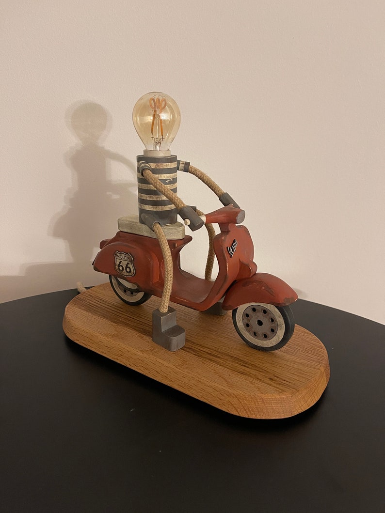 Handmade Scooter Table Lamp: Retro Route 66 Desk Light - Etsy