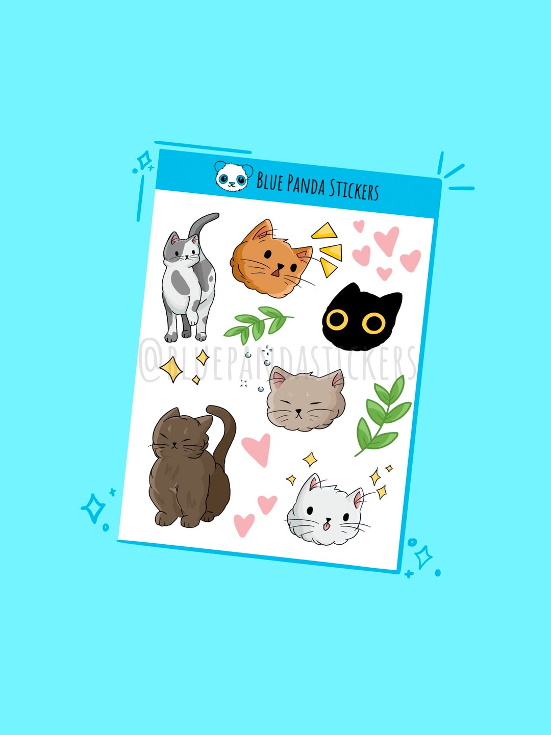Cute Cat Sticker Sheet, Cute Planner and Bullet Journal Stickers ...