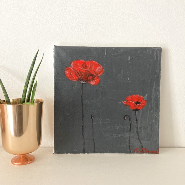 Tableau toile peinture murale acrylique coquelicots fleurs LONELY