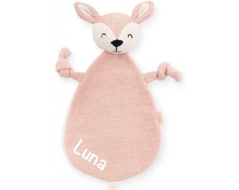 Baby Schmusetuch Reh mit Namen - rosa - Jollein - Babygeschenk zur Geburt - Geschenk für Babys - Geburtstagsgeschenk Junge - Kuscheltuch