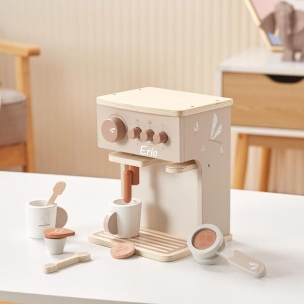 accessoires de cuisine en bois cafetière expresso nougat | étiquette étiquette | Personnalisé avec le nom | Cadeau pour enfants filles garçons