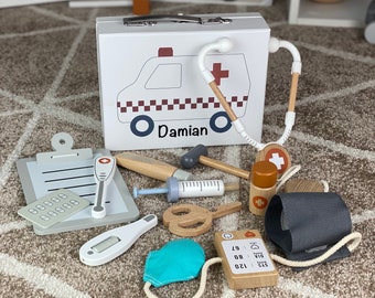 Set valigetta da medico per bambini con accessori | Trico | stampato personalizzabile con nome | Idea regalo per una festeggiata con nome