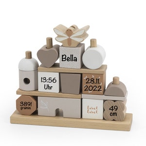 Regalo di nascita personalizzato Baby House stampato personalizzabile Nascita del regalo del bambino Regalo di nascita bambino Idea regalo bambino in legno Nougat