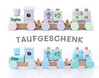 Taufgeschenk für Junge & Mädchen | Personalisierte Eisenbahn Zug Lok Rosa Blau | Geschenkidee, Taufe, Tauffisch, Taufgeschenk Baby, Taufkind