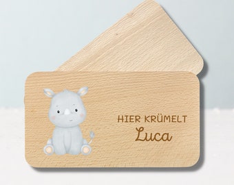 Schneidebrett Kinder, personalisiert Baby Name, Nashorn, Schneidebrett Kinder, Geburtstag Holz, Geschenkidee, Frühstückbrett Geburtsgeschenk