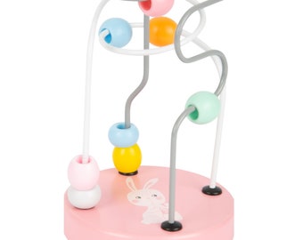 Spielzeug Motorikschleife Hase Pastell rosa | Personalisiert mit Name | Geschenkidee mit Name vom Baby und Kleinkind