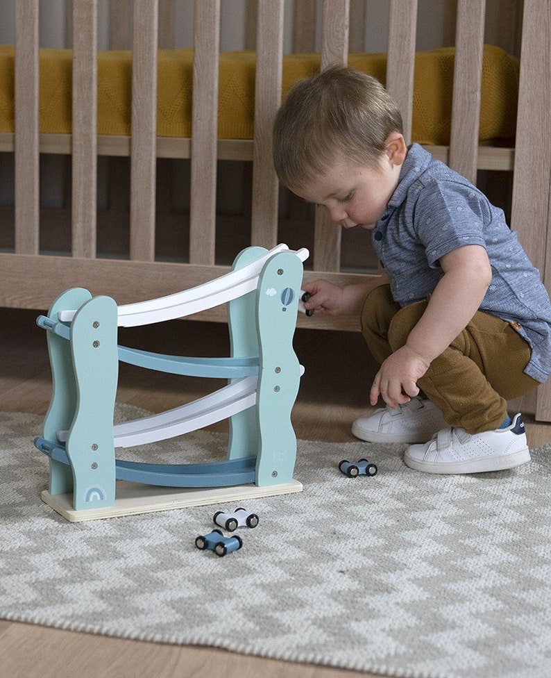 Rennbahn / Kugelbahn personalisiert mit Geburtsdaten und Namen Mint / Grün Label-Label Babygeschenk zur Geburt Bild 6