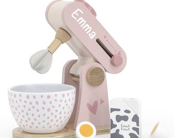 Holz Mixer Küchenmaschine Küchenzubehör in rosa | Label-Label | Personalisiert mit Namen | Geschenk für Mädchen