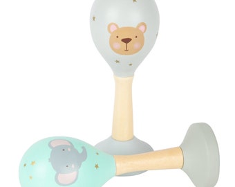 Ensemble pastel de hochet musical pour bébé | BellasRêve | Idée cadeau bébé pour garçons et filles en bois