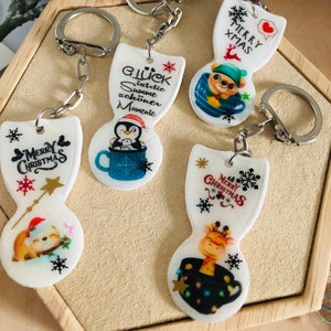Ficha de carrito de compras, llavero colorido, solucionador de compras, Navidad, reno, oso, buscador de regalos