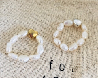 Genuine freshwater pearl ring, elastic ring, pearl ring, wedding, Mother's Day, gifts, women