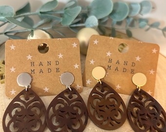 Toffee Brown Statement Resin Drop Earrings, Statement, Baroque, Gifts, Vintage, Christmas, Women