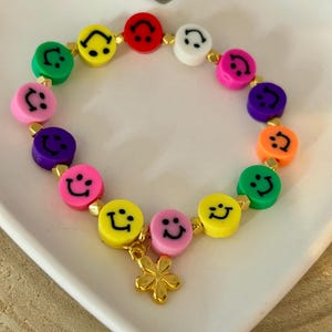 Pulseira smiley, colorida, namorada, irmã, filhos, pulseira da amizade, personalizada, presentes