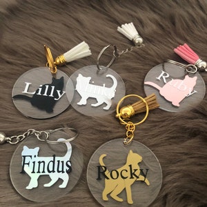 Keychain cat owner, personalized cat names, pendant, acrylic pendant cat, cat motifs, cat lovers, gifts