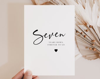 7th Anniversary Card, Happy Seventh Wedding Anniversary Card, Couple Card, Seven Years Married