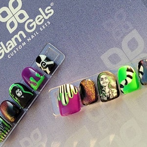 Beetlejuice Halloween Press-on Nails