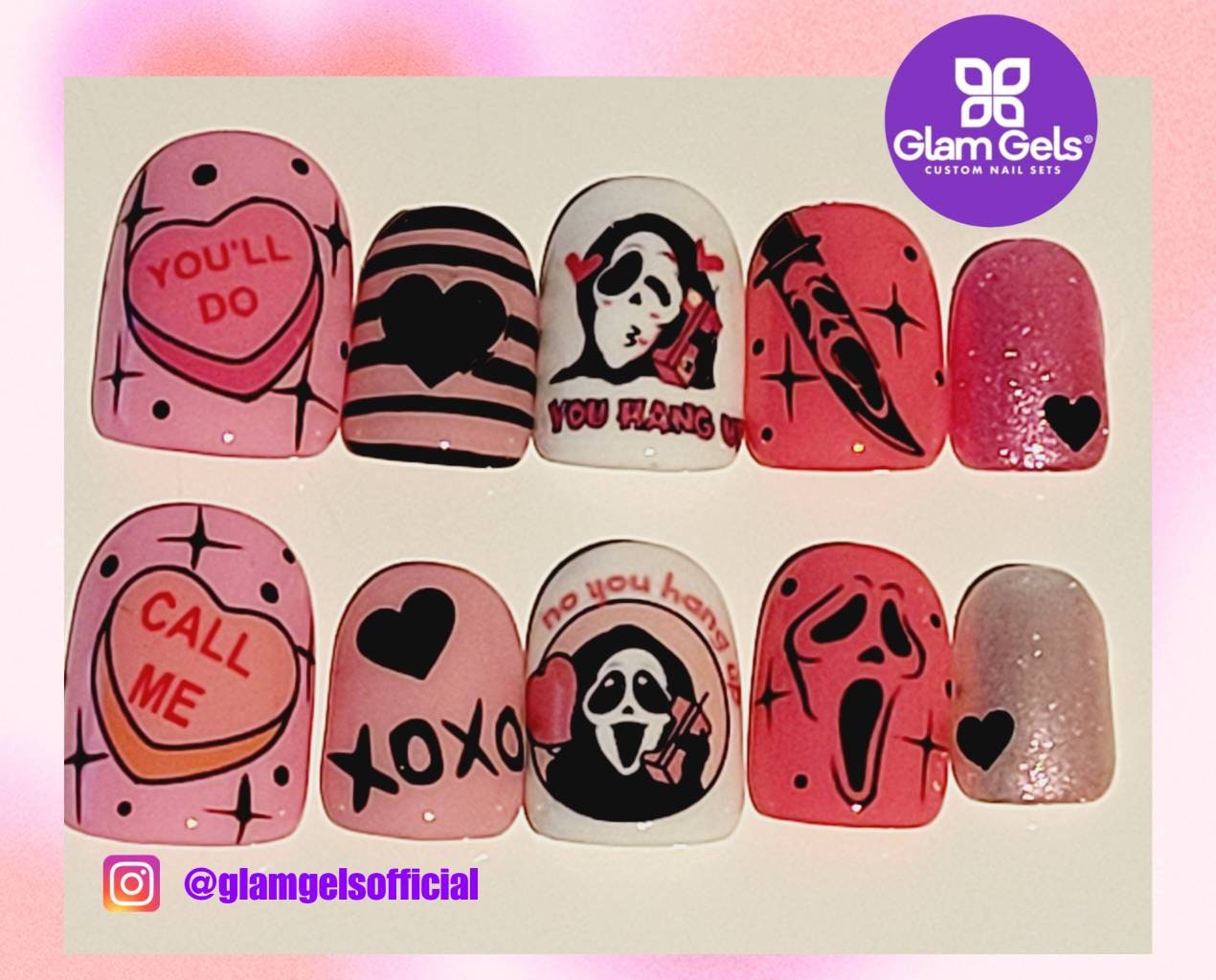 Scream Call Me Valentines Press-on Nails