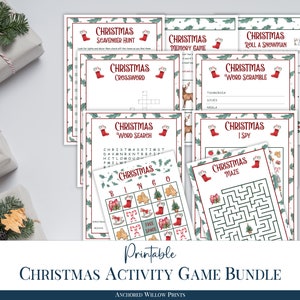 Christmas Game and Activity Bundle, 9 printable family and classroom games and activities