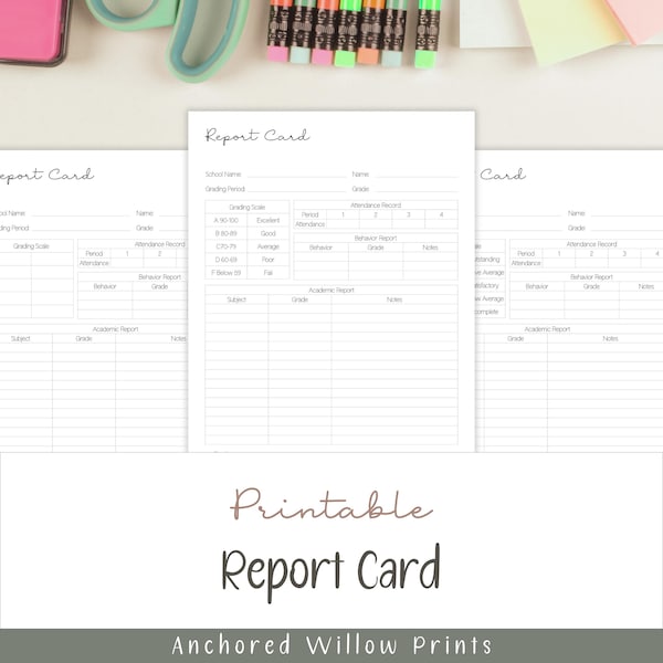 Printable Grading Scale Chart Etsy