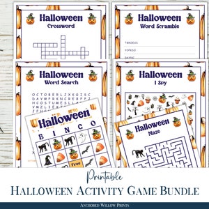 Halloween Game Bundle, 6 printable family and classroom games