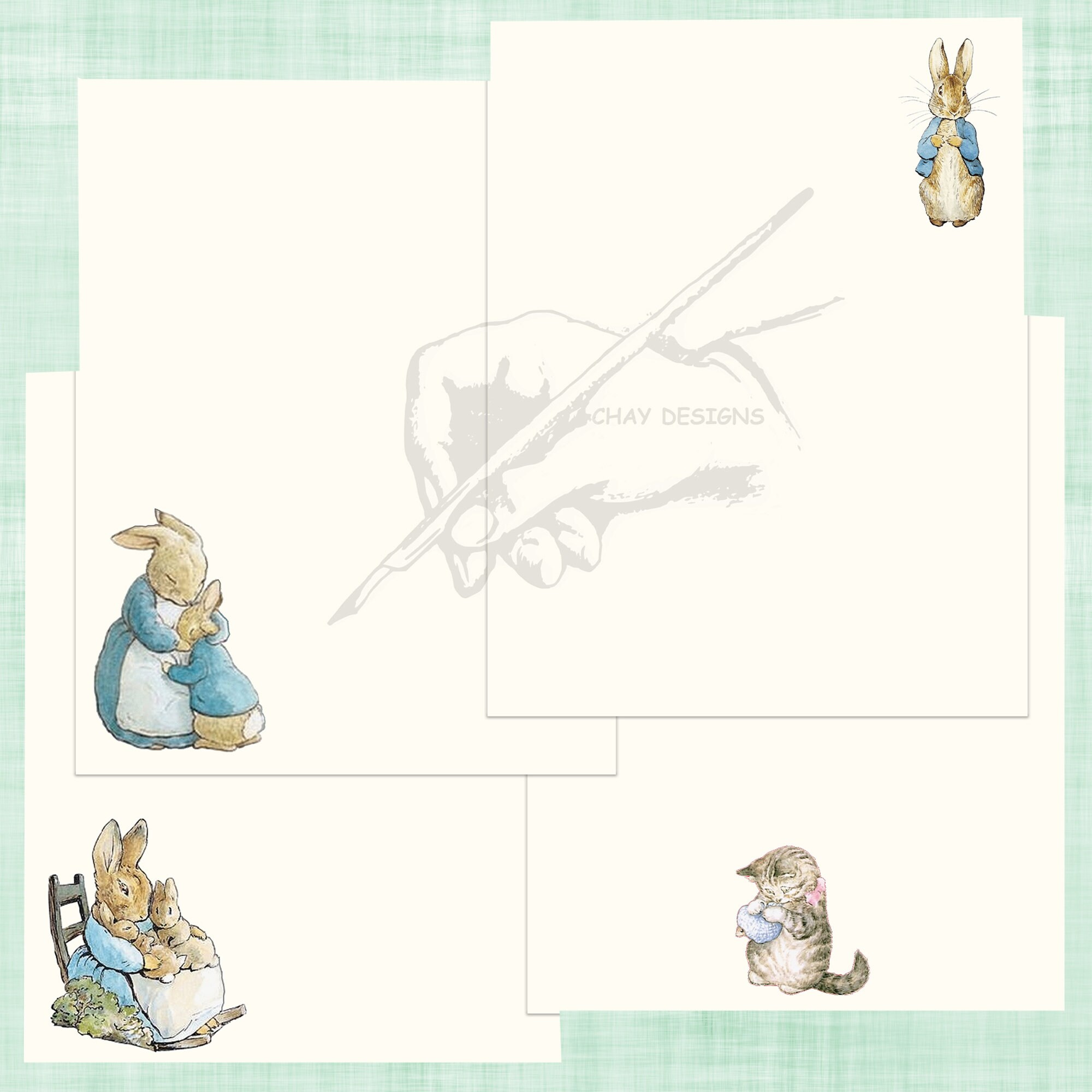 60 Beatrix Potter Bundle Instant Download Stationery Sheets | Etsy