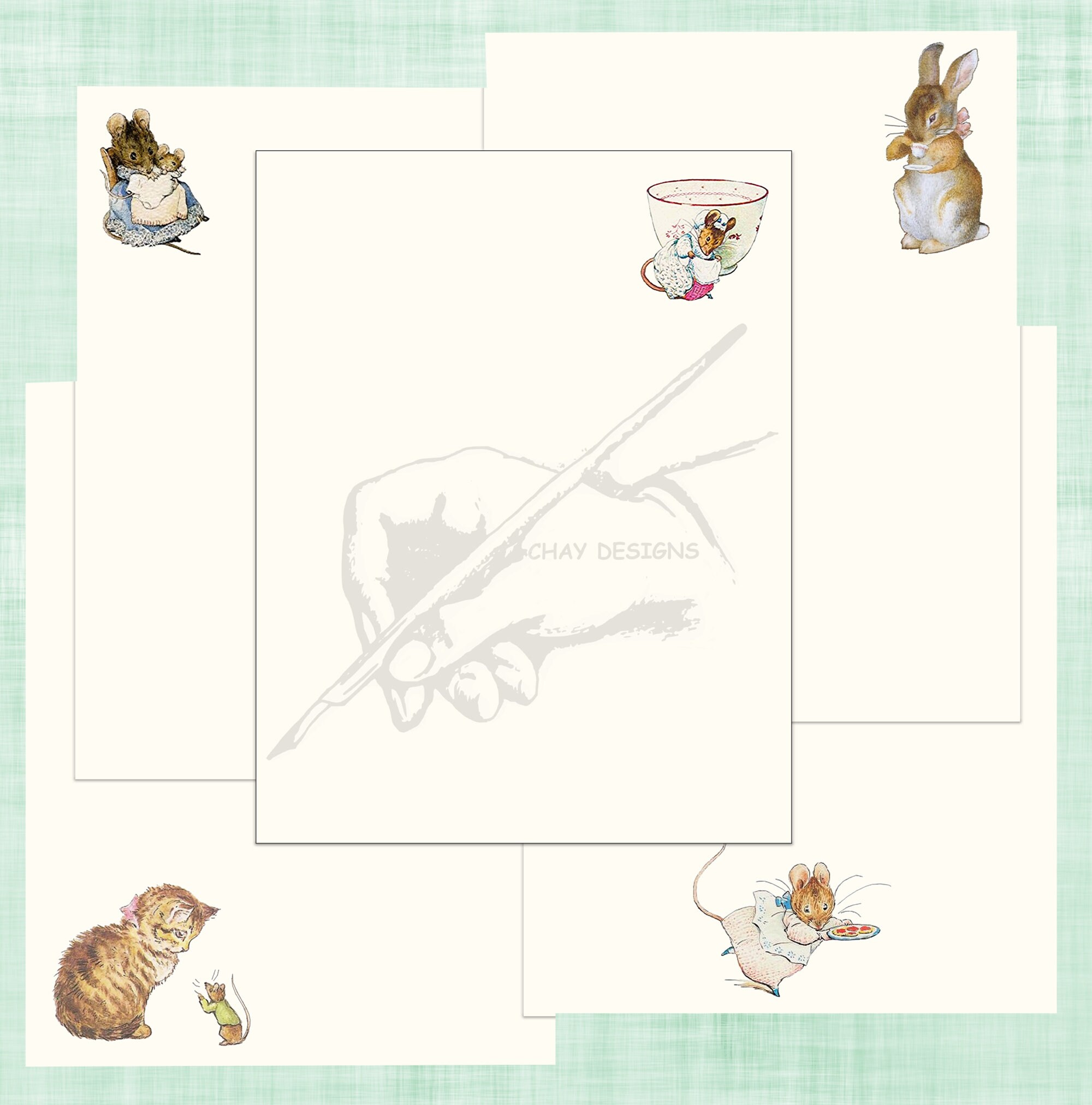 60 Beatrix Potter Bundle Instant Download Stationery Sheets | Etsy