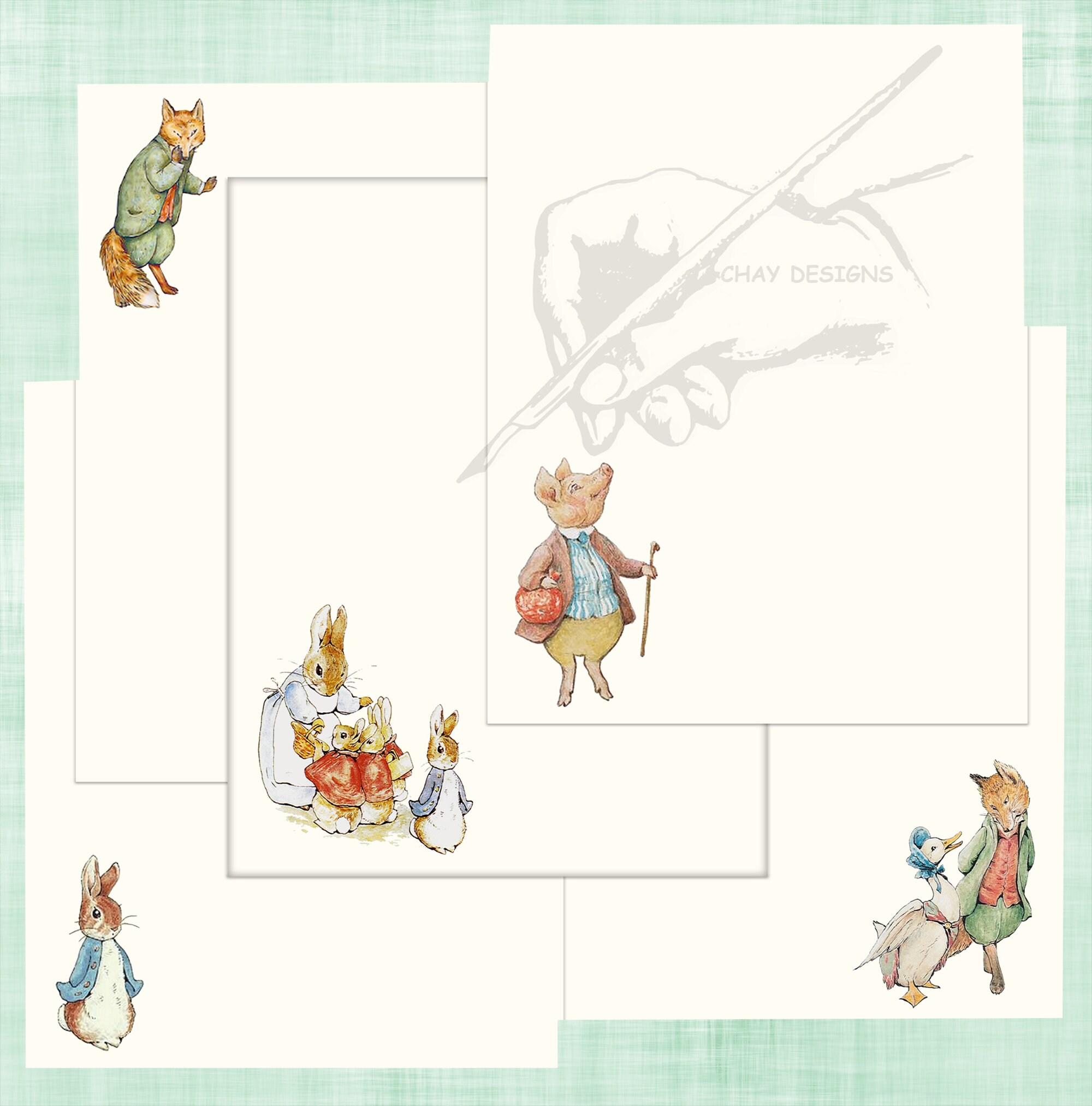 60 Beatrix Potter Bundle Instant Download Stationery Sheets | Etsy