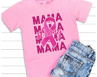 Mama Breast Cancer Pink Ribbon PNG Instant Download