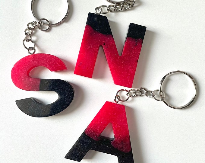 Hot Pink and Black Letter Keychain