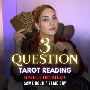 3 Question Tarot Reading,  Same Hour Psychic Reading, Tarot Cards Reading, In-Depth Relationship Tarot Reading, Love, Career & Future