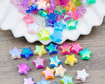 200Pcs/ pack Acrylic Star Shaped Beads,Tiny AB Color Star Beads, AB Iridescent mixed color Star Beads, small Star beads,10.5x11mm