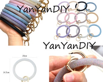 12 Colors,Glitter Silicone Bangle Bracelet Keychain,Keyring Bangle, Key Ring Wrist Strap,Key Holder,Lanyard Bracelet Jewelry--10CM
