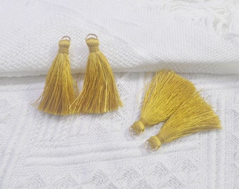 new tassels! 20Pcs 4cm Ginger silky thread tassels with ring,mini earring tassels,jewellery tassels,handmade,tassels charm for jewelry