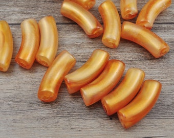 12 mm x 35 mm Perles tubulaires en acrylique jaune orangé, 1/6/30 pièces Grandes perles acryliques en bambou, 12 mm, Perles tubes incurvées 12 mm, Bracelet jonc en bambou