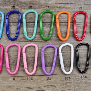 1/10/20/30/50/100Pcs Mixed Color Carabiner Clips Clasp，D Shape key ring,Aluminum Spring Hook Keyring，Bag Key Ring Hook Findings--24x46mm