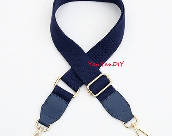 55" Adjustable Navy Blue Bag Strap,3.8cm Width Crossbody Strap, PU Leather Purse Handle Chain, Shoulder Handbag Strap,Replacement Strap