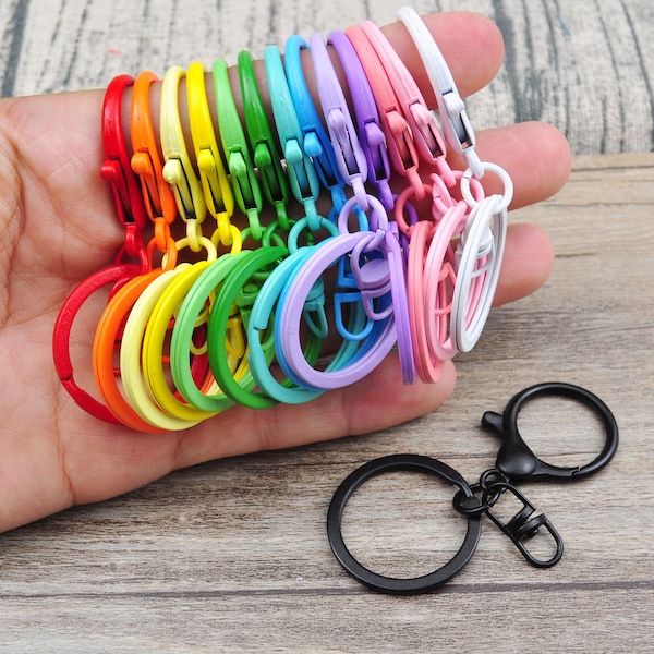 5pcs/lot 14 Colors Keychain Ring，Colored 30mm Key Circle & Lobster Clasp Toggle Hook Hardware Swivel Connector DIY Jewelry Finding，Long 67mm