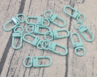 5-100Pcs Aqua lobster swivel clasps key ring,Lobster Swivel Clasps Clips Bag Key Ring Hook Findings Keychain--34x13mm