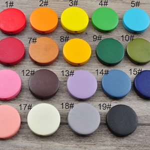 20Pcs,Flat Round Coin Shape Mixed Color Wood 20mm Unfinished Round Wooden Spacer Beads,Dyed Beads,wood supply,Wood Craft,19 Colors
