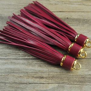 10cm PU-Leder Quaste für Schlüsselanhänger, 1/5/10 Weinrot Handgemachte Quaste, Quaste für Handtasche, Schlüsselanhänger Quaste, PU Quaste DIY Taschenanhänger Dekoration