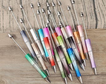 19 Colors Beadable Pens,DIY Beadable Pens,Beadable pens and refills,Starry Sky Gradient Plastic Pens,Pen Blank,DIY Bead Pens,Black Ink,Gifts