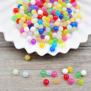 300 Stück 6mm runde Perlen, Kunststoff-Gelee-Perle, Acryl-Gumball-Perlen, Bubblegum-Perlen, runde Spacer-Perlen, gemischte runde Perlen,Großhandel-Perlen